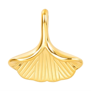 Ginkgo leaf pendant in 18k gold plated stainless steel on a clean white background