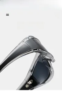 Close-up of flexible hinge structure on lightweight PC frame cycling sunglasses