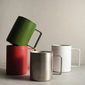 316 Stainless Steel Coffee Mug Double Wall Insulated Cup With Handle Internal Scale Nordic Minimalist Drinkware