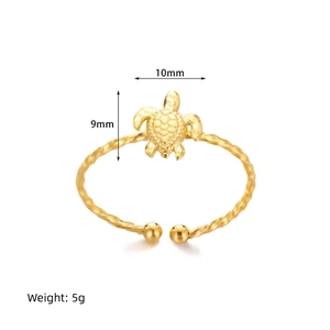 Bague tortue dorée en acier inoxydable plaqué or 18K avec anneau torsadé