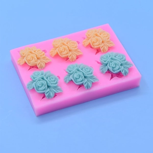 Rosa 6-Loch Rosen Silikonform für DIY Backen von Kuchen und Schokolade Basteln