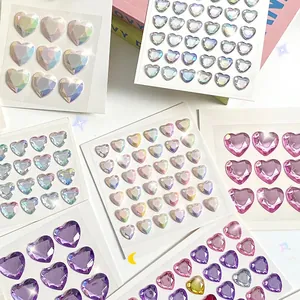 3D heart crystal diamond stickers for kids craft and DIY jewelry decoration