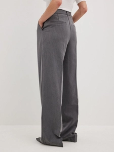 Classic grey high waist wide leg trousers for women in a professional business style
