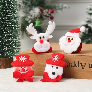 Christmas plush slap bracelets set featuring Santa, Reindeer, Snowman, and Polar Bear
