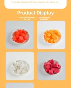Realistic artificial fruit cubes including watermelon and mango for window display