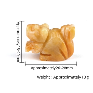 Carved yellow agate squirrel crystal figurine, 15-20mm mini natural stone animal craft