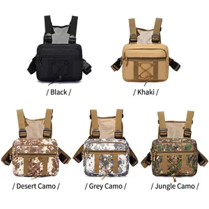 Tactical chest rigs in multiple camouflage and solid colors with adjustable mesh straps