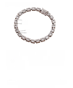 Size chart for 925 sterling silver tank chain bracelet showing weight and length options