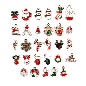 Christmas Charms Enamel Alloy Santa Reindeer Snowman Snowflake For DIY Jewelry Making Necklace Bracelet Keychain Festive