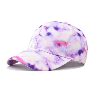 Close-up of the star sky tie-dye gradient cotton baseball cap showing vibrant colors