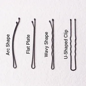 Set of black metal bobby pins including wave, flat, and U-shaped non-slip hair clips