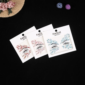 Three-pack set of acrylic crystal eye jewels in red pink and blue wing-shaped designs