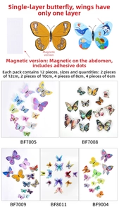 3D butterfly wall stickers in various sizes with magnetic and adhesive backing detail