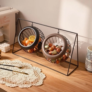 Iron Wire Hanging Fruit Basket Coffee Pod Holder Metal Desktop Storage Rack Organizer Nordic Style Decorative