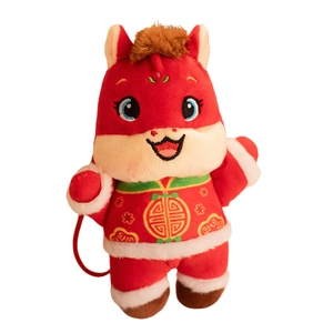 Year of the Horse plush mascot pendant toy in traditional Chinese attire for gifts
