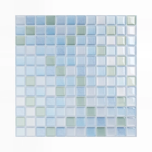 3D mosaic tile wall sticker in blue green and white for kitchen and bathroom decor