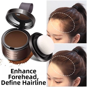 Waterproof hairline shadow powder with puff for root touch-up and contouring
