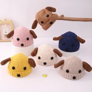 Bonnet Enfant Oreilles De Chien Peluche Tricoté Hiver Chaud Doux Polaire Coupe-vent Pour Garçons Filles