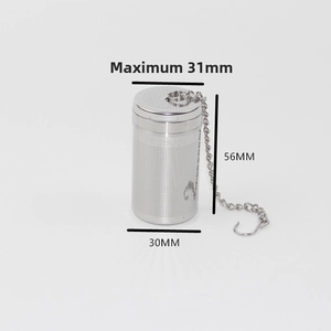 Detail of SUS304 stainless steel tea infuser with chain and fine laser-cut holes