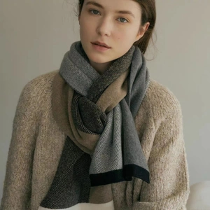 Unisex Patchwork Plaid Knitted Scarf Acrylic Polyester Blend Soft Warm Winter Shawl For Men Women Fashion Versatile Casual Neck Warmer