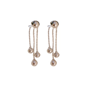 Minimalist silver needle metal ball tassel earrings with sleek drop pendant design