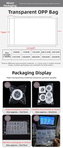 Size guide for transparent OPP self-adhesive bags with heat-sealed edges for crafts