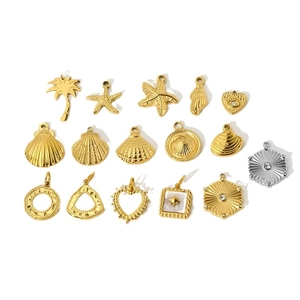 Golden and silver ocean pendants featuring coconut tree, starfish and shell for DIY jewelry