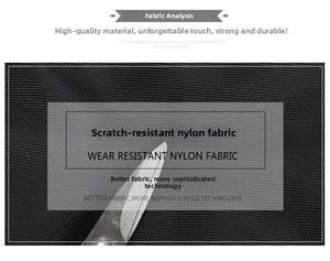 Macro shot of durable wear resistant black nylon fabric showing dense weave texture