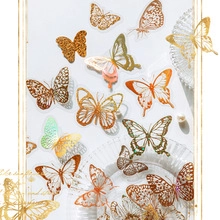 Detail of assorted butterfly PET stickers with gold foil and translucent wings