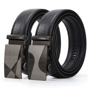 Cintura automatica in vera pelle da uomo nera business casual cintura in pelle bovina.