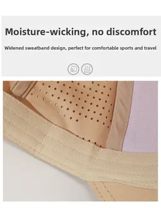 Detail view of the breathable fabric and wide sweatband design for moisture-wicking comfort