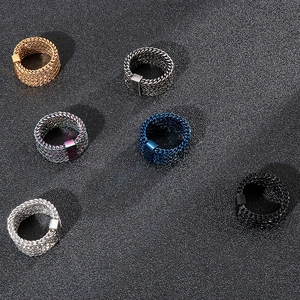 Mens stainless steel hip hop rock biker rings with woven link design in six metallic colors