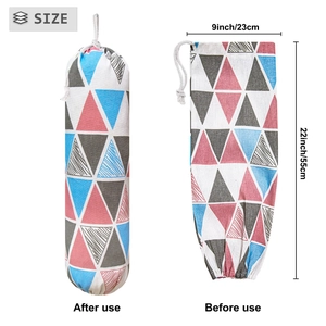 Wall-mounted kitchen grocery bag holder with geometric triangle pattern in 22-inch size