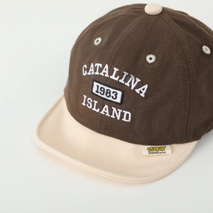 Retro two-tone kids baseball cap with brown crown and 1983 Catalina island embroidery