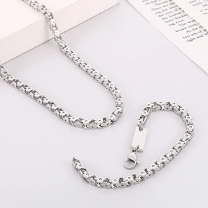 Set gioielli hip hop in acciaio inossidabile 304 con collana e bracciale a fiori