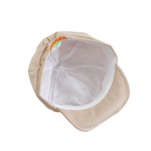 Berretto neonato in velluto a coste beige con fodera in cotone e fascia antisudore
