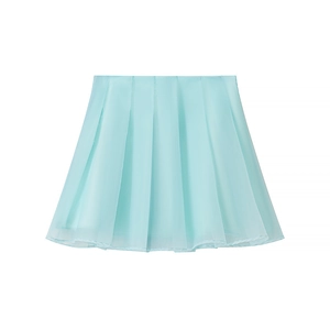Elegant light green pleated chiffon skirt for women in a loose A-line silhouette