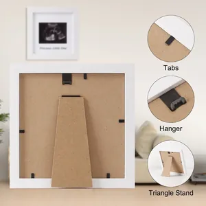 Modern wooden ultrasound photo frame with easel stand and wall hanging hook back