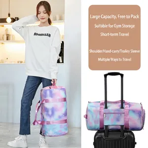 Sac de voyage étanche à motif galaxie avec passant pour valise et poignées doubles
