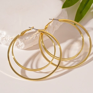 Geometric Multi Layer Round Hoop Earrings Metal With Steel Earring Post Simple Retro Fashion Jewelry For Women