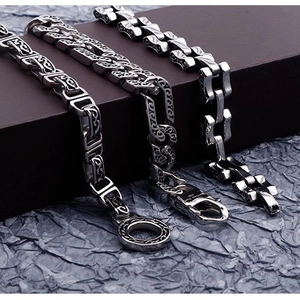 Retro punk 316L stainless steel chain bracelets for men in industrial vintage style