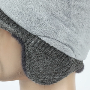 Men's winter aviator hat with thick faux fur lining and knit ear flaps for warm protection