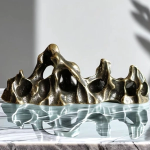 Artistic bronze mountain range paperweight ornament for elegant office desk decor