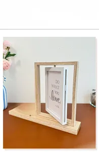Detail of 4x6 wooden rotating ferris wheel photo frame with side-loading design