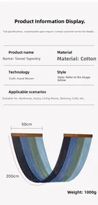 Detailed specifications of the handmade blue-green gradient cotton tassel wall tapestry