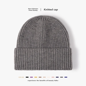 Winter Beanie Hat For Women Men Sheep Cashmere Ribbed Knit Cuffed Warm Solid Color Outdoor Soft Skull Cap