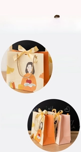 Close-up of premium Teacher's Day gift bag with ribbon bow and thank you illustration