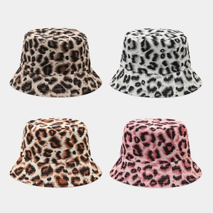 Leopard Print Bucket Hat Reversible Polyester Canvas Sun Protection Outdoor Fashion Casual Wide Brim For Women Men