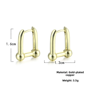 Detailed dimensions of gold-plated U-shaped earrings with 1.6cm height and 1.3cm width