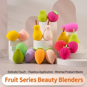 Fruit Shape Makeup Sponges Hydrophilic Non-Latex Soft Cosmetic Puffs For Dry Wet Use Strawberry Peach Lemon Carrot Design
